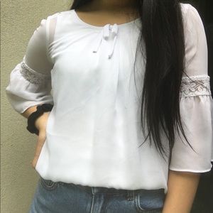 Ally B Girls White Flowy Top